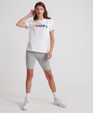 Superdry Classic Rainbow Embroidered Női Pólók Fehér | QWPUK5643